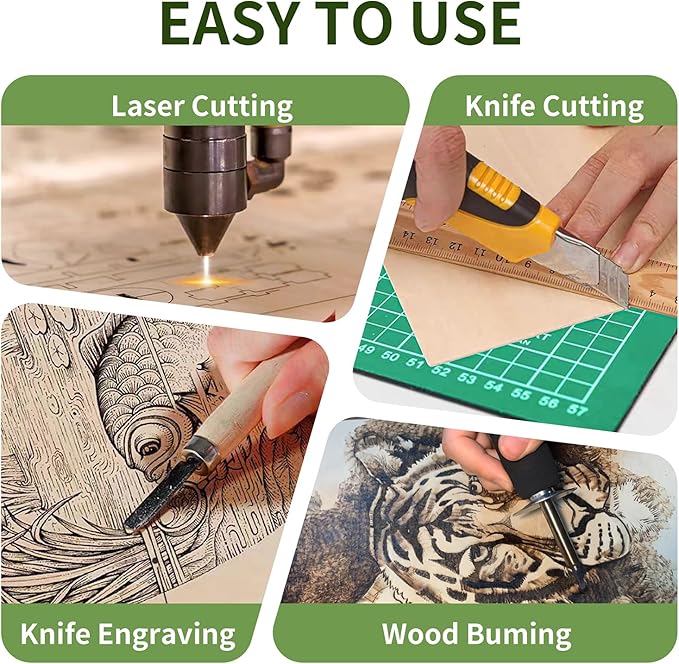 Basswood Sheets 12"x12"x1/8", 3mm Basswood for Laser Cutting, Thin Plywood Board Unfinished Wood for Crafts, DIY Architectural Models Making, Wooden Engraving, Burning Product. (12)