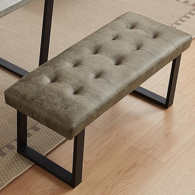 Modern L-Shaped Dining Bench, Vintage Fabric Upholstered Corner Sofa with Metal Legs for Kitchen Nook, Living Room, Dining Room (Brown)