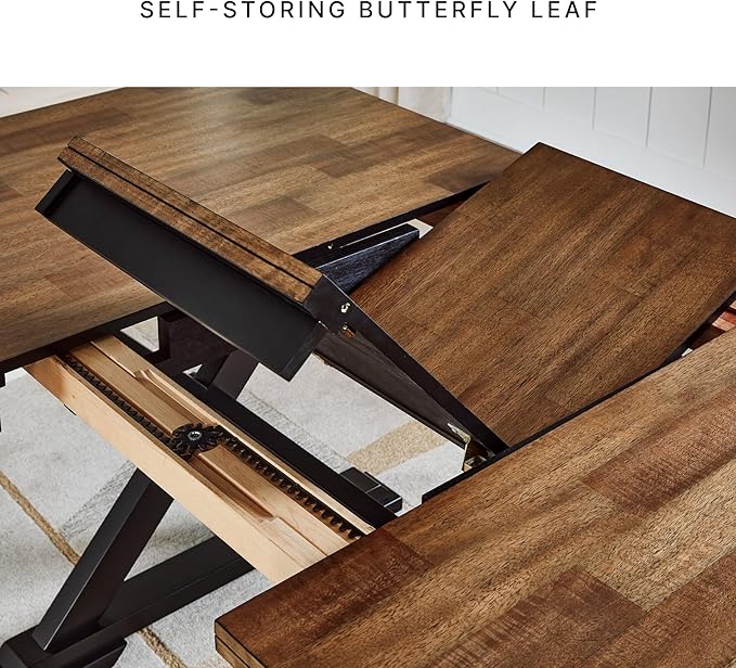 Signature Design by Ashley Haddigan Traditional Rectangular Dining Extension Table, Seats up to 8, Dark Brown