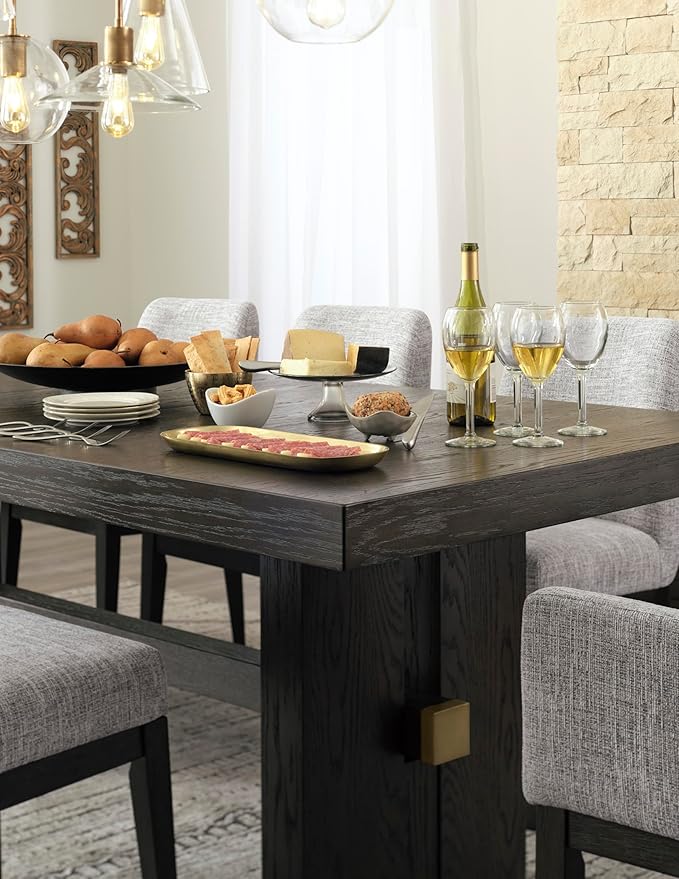 Signature Design by Ashley Burkhaus Rectangle Dining Room Extension Table, Removable Center Leaf, Seats up to 8, Wood, 40" W x 90" D x 30.25" H, Dark Brown