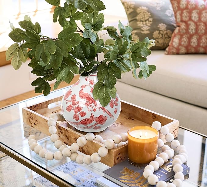 Hollyone Pink Vase Porcelain Vases Small Chinoiserie Decor Vase Classic Ceramic Gifts Chinese Flower Vases for Bedroom Living Room Console Table Accent Shelf Tabletop Decor