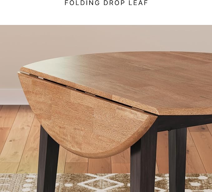 Signature Design by Ashley Gesthaven Modern Dining Drop Leaf Table with 4 Legs, Light Brown & Green