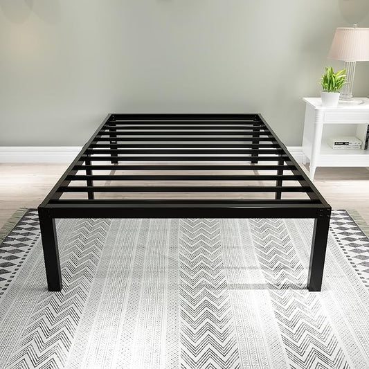 45MinST 3600lbs Heavy Duty Reinforced Platform, 18 Inch Tall Mattress Foundation, Steel Slats Support Bed Frame with Underbed Storage, Easy Assembly and Non Squeak, Twin XL