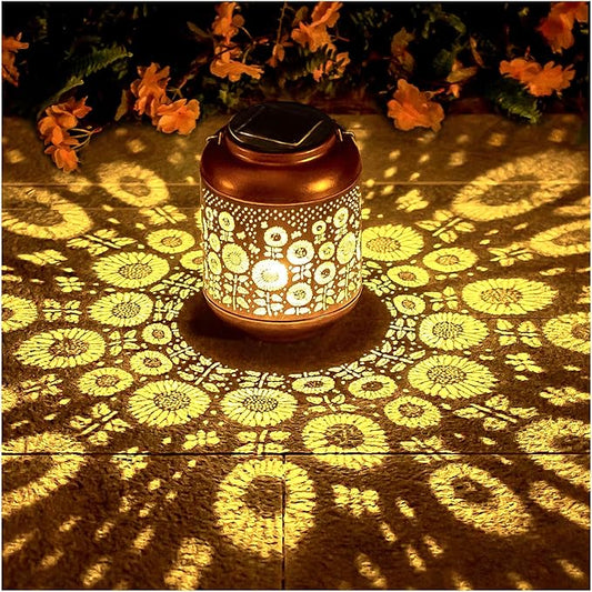 Sunflower Solar Lanterns Outdoor Waterproof Hanging Solar Lights Sunflower Gifts for Women/Men/Sunflower Lovers Gifts Metal Decorative LED Sunflower Lanterns for Garden Decor,Patio,Lawn,Pathway,Yard