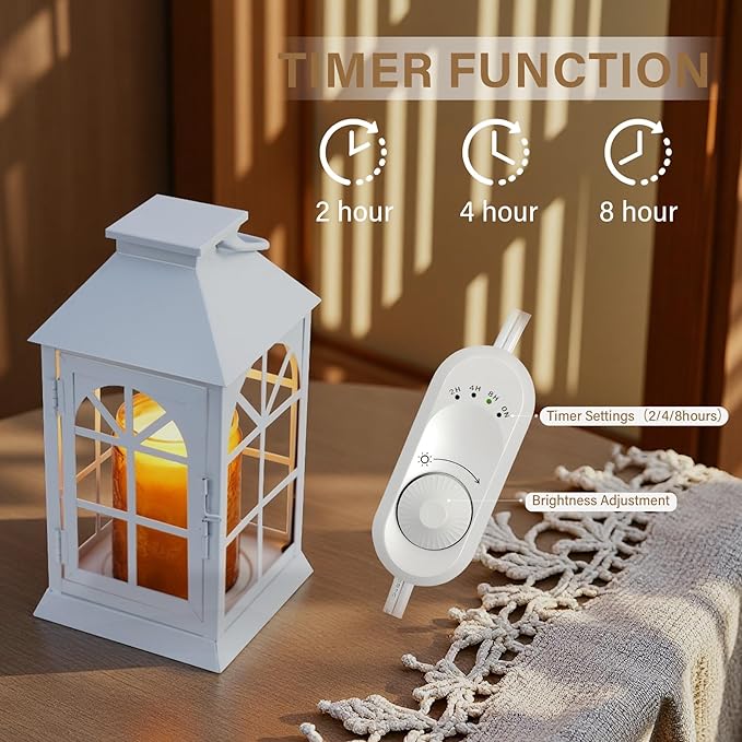Candle Lamp Warmer with Timer,Compatible with 3 Wick Candles/Large Candel Jars,Electric Candle Warmer Lamp Dimmable Lantern Style,Fully Enclosed Designed and Hanging Up-White