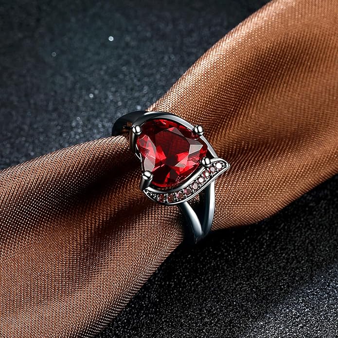 Engagement Rings for Women AAA+ Heart Cubic Zirconia Promise Rings for Her Valentines Day Gifts Womens Rings Black Gold Gothic Rings Promis Ring Wedding Rings Statement Rings for Women