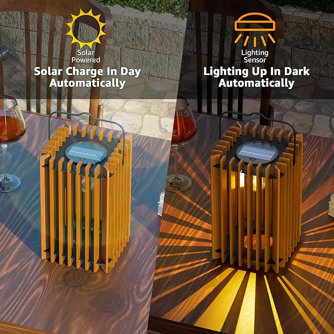 2-Pack Solar Lanterns Outdoor Hanging Portable Table Top Decorative Lamp DIY Lantern Lights Water-Resistant for Outside Patio Yard Garden Porch