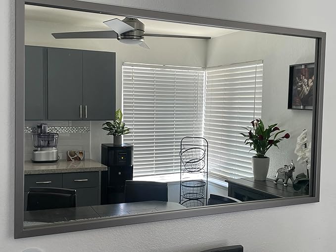 Frame My Mirror Silver Bathroom Mirror for Wall, 36" x 54" Stainless Steel Bathroom Vanity Mirror, Made in USA, Hangs Horizontally or Vertically, Ellis Design