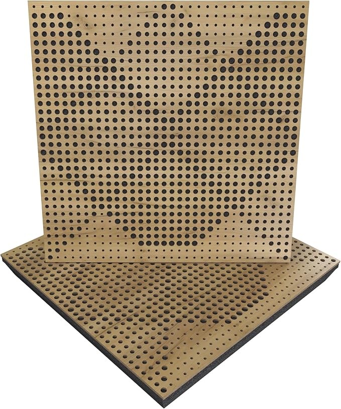 (2 Pack) — Sound Absorption-Diffuse Acoustic Panel «Wilds» | 19.7''x19.7''x2.1" | High Density Foam | Absorption - Diffusion - Reflection - Soundproofing - Insulation | Wood laminated: (Oak)