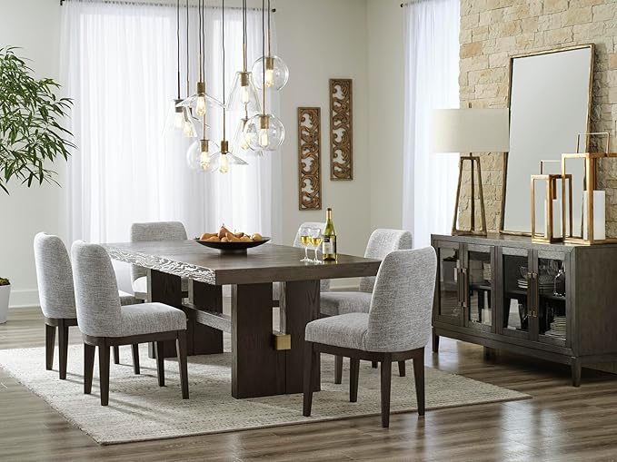 Signature Design by Ashley Burkhaus Rectangle Dining Room Extension Table, Removable Center Leaf, Seats up to 8, Wood, 40" W x 90" D x 30.25" H, Dark Brown