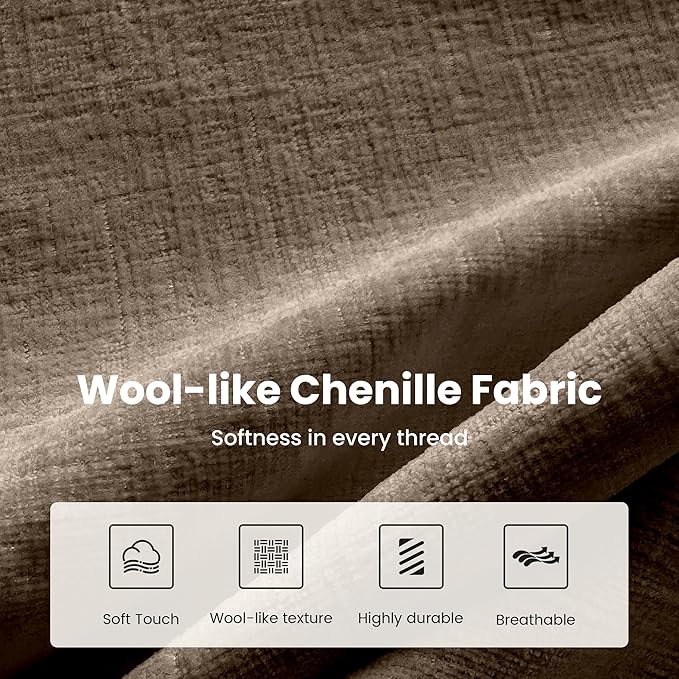 PHI VILLA Oversized Single Sofa with Deep Seat, Armchair for Small Spaces Bedroom Reading Modern, 1 Seater Comfy Reading Accent Chair, Chenille Fabric, Taupe