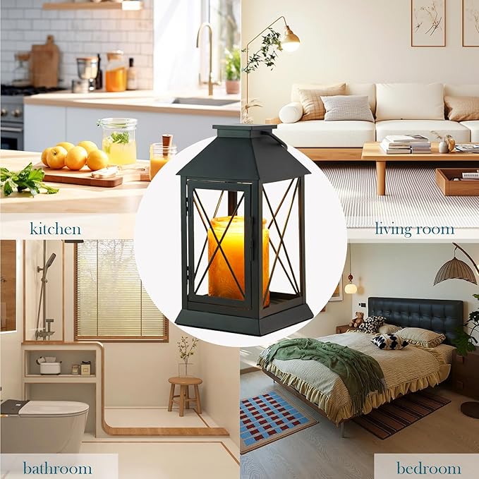 Candle Warmer Lamp with Timer,Compatible with 3 Wick Candles/Large Candel Jars,Vintage Lamp Candle Warmer Lantern,Dimmable Candle Lamp Warmer Farmhouse,Fully Enclosed Designed and Hanging Up-Black
