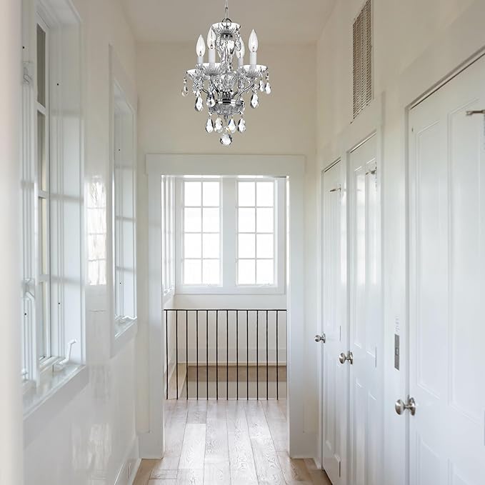 Crystorama Traditional Crystal 4 Light Strass Crystal Polished Chrome Mini Chandelier