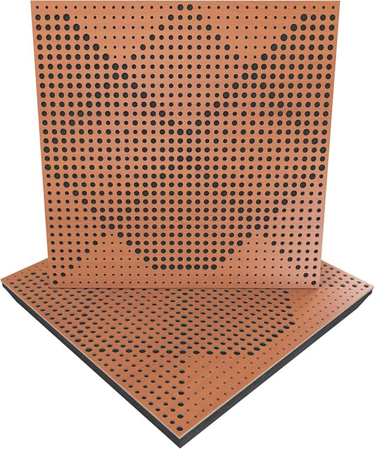 (2 Pack) — Sound Absorption-Diffuse Acoustic Panel «Wilds» | 19.7''x19.7''x2.1" | High Density Foam | Absorption - Diffusion - Reflection - Soundproofing - Insulation | Wood laminated: (Cherry)