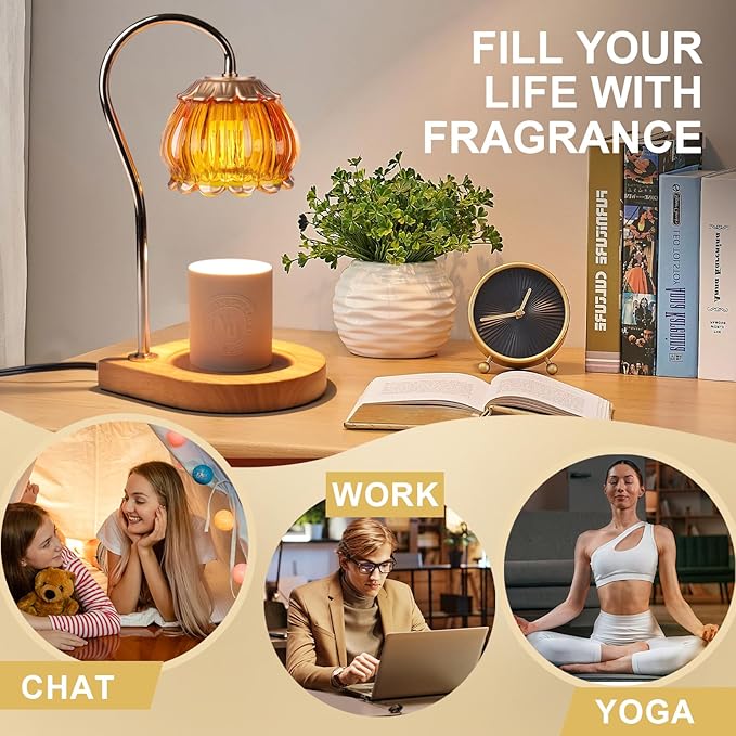 Candle Warmer Lamp with Timer, Dimmable Candle Warmer Lantern Light Gift Electric Fragrance Candle Holders for Warming House Warming Home Decoration Gifts for Women,Orange