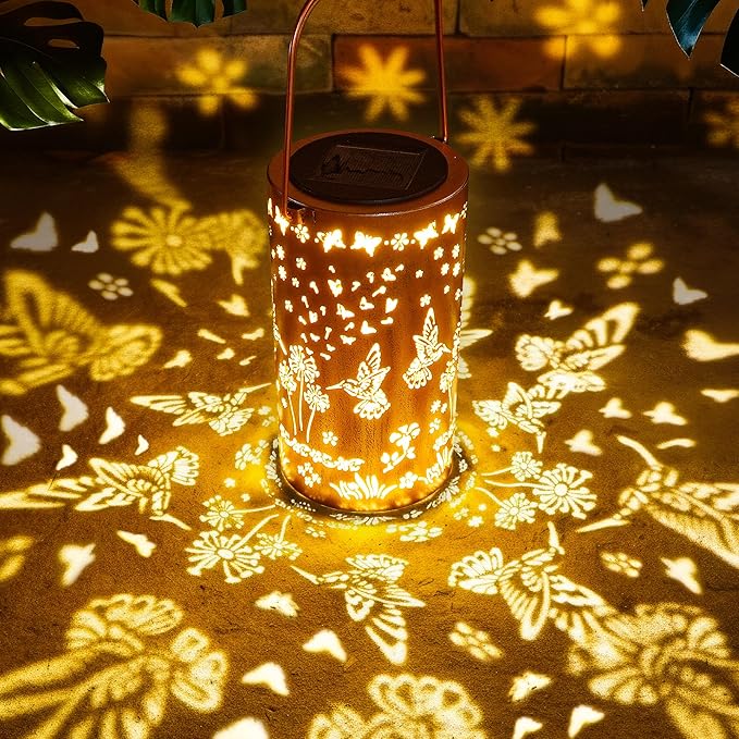 FLAGWIX Christmas Hummingbird Solar Lanterns Outdoor Waterproof, Garden Decor for Outside, Gifts for Women Men, Birthday Gifts for Mom Grandma, Decorative Lanterns for Garden Yard Patio Balcony Porch