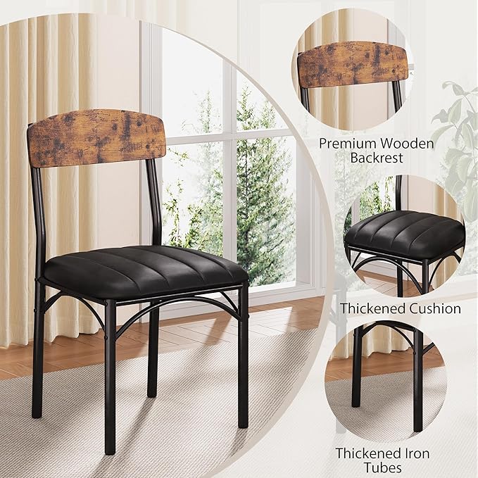 Round Dining Table Set for 4, Kitchen Table and Chairs for 4, Circle Table Round Pedestal Dining Room Dinner Dinette Table Set,5 Piece Space Saving Wood Kitchen & Dining Room Tables (Vintage, 42In)