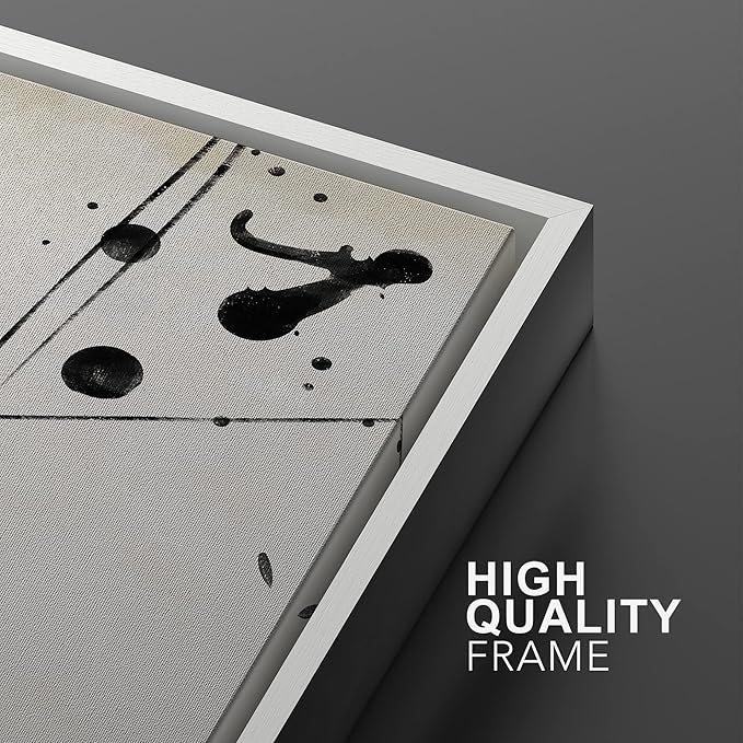 MUDECOR Framed Canvas Print Wall Art Set Grunge Ink Blot Paint Splatter Collage Abstract Shapes Illustrations Modern Art Decorative Bohemian for Living Room, Bedroom, Office - 24"x36"x2 White