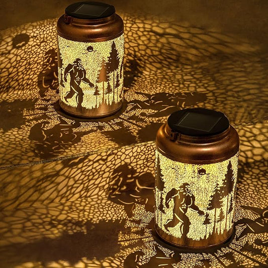 Christmas Gifts for Women, 2 Pack Solar Lanterns Decorative Outdoor Big Foot Gifts, Hanging Solar Lanterns Outdoor Waterproof for Patio Porch Garden Decor