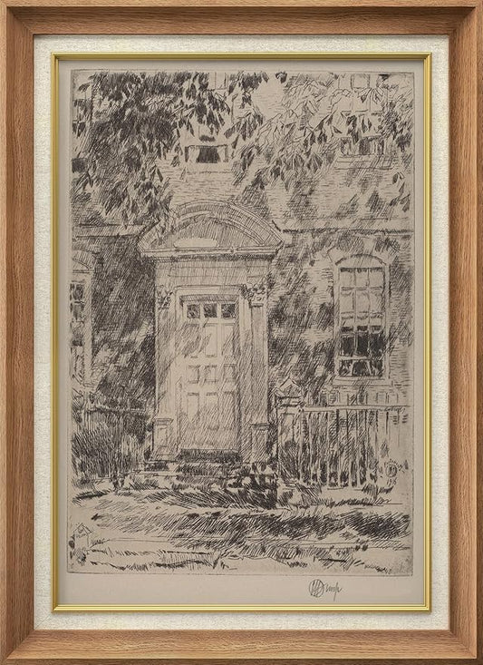 SIGNFORD Premium Framed Wall Art Sketch Church French Country Landscape Nature Wilderness Illustrations Fine Art Farmhouse Decorative Rustic Vintage Antique Classic for Bedroom - 26"x36" Natural