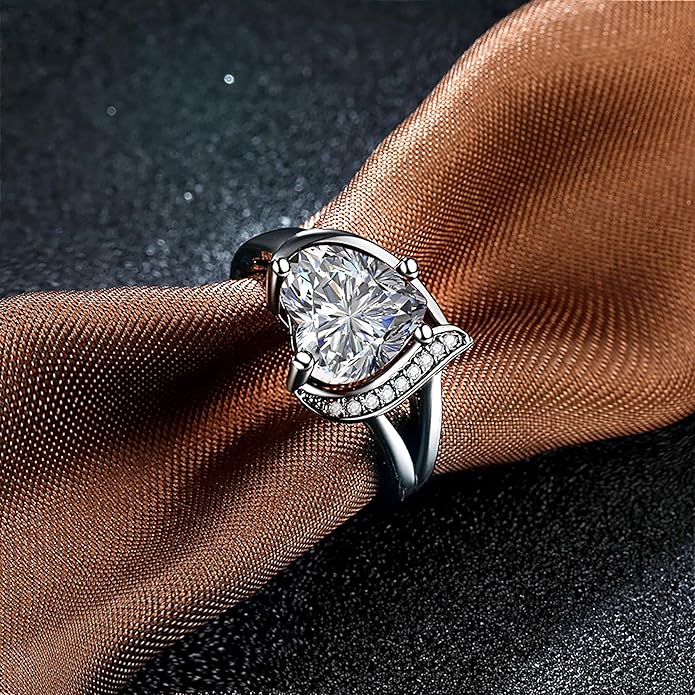 Engagement Rings for Women AAA+ Heart Cubic Zirconia Promise Rings for Her Valentines Day Gifts Womens Rings Black Gold Gothic Rings Promis Ring Wedding Rings Statement Rings for Women