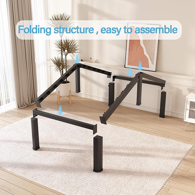 FUIOBYVV 10 Inch Twin Bed Frame with Round Corner Edge Legs 3500 lbs Metal Heavy Duty Steel Slats Support No Box Spring Needed Platform Noise Free Easy Assembly