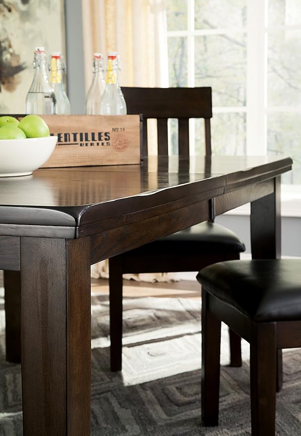 Signature Design by Ashley Haddigan Traditional Rectangular Dining Extension Table, Seats up to 8, Dark Brown
