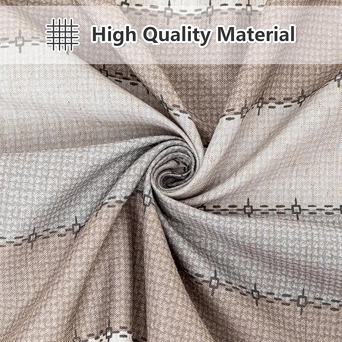 MYSKY HOME Table Cloth 60x102 in Rectangle, Heavy Duty Lines Linen Look Waterproof Tablecloths Farmhouse Tablecloth, Wrinkle Free Table Cover with Coffee Lines for Kitchen Dining, Party