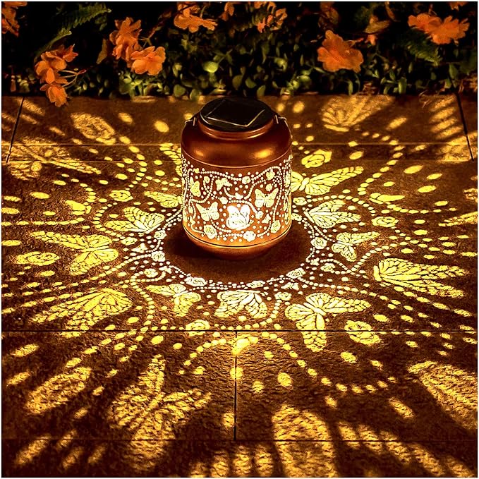 Butterfly Solar Lanterns Outdoor Waterproof Hanging Solar Lights Butterfly Gifts for Women/Men/Butterfly Lovers Gifts Metal Decorative LED Butterfly Lanterns for Garden Decor,Patio,Lawn,Pathway,Yard