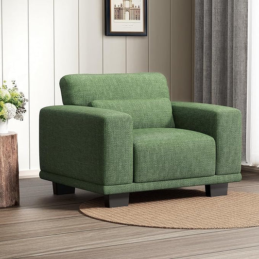 Marsail 40" Accent Chair, Modern Armchair with Deep Seats, Comfy Upholstered Reading Chairs for Bedroom, Single Sofa Chair for Living Room, Easy to Clean with Removable Covers, Green