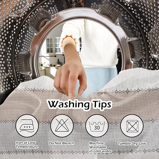 MYSKY HOME Table Cloth 60x102 in Rectangle, Heavy Duty Lines Linen Look Waterproof Tablecloths Farmhouse Tablecloth, Wrinkle Free Table Cover with Coffee Lines for Kitchen Dining, Party