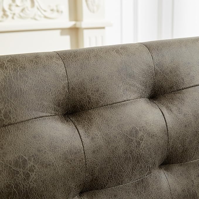 Modern L-Shaped Dining Bench, Vintage Fabric Upholstered Corner Sofa with Metal Legs for Kitchen Nook, Living Room, Dining Room (Brown)